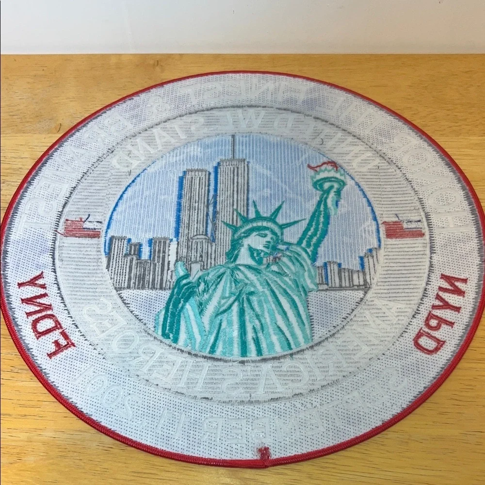 9-11 Memorial NYPD-FDNY Patriotic Patch with Statue of Liberty Design New